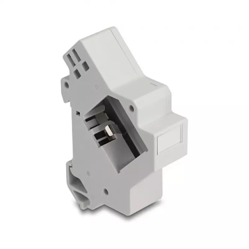 Snap-in Keystone Holder for DIN rail DELOCK 67043 — plastic, grounded, 60×88.2×21.5 mm, Pilka