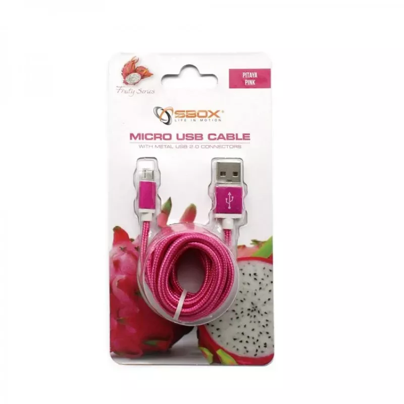 Sbox USB->Micro USB M/M 1,5m USB-10315P Pitaya Pink