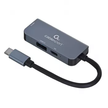 Laidinė nešiojamojo kompiuterio dokas Gembird A-CM-COMBO3-02 — USB 3.2 Gen 1 Type-C, HDMI, USB-A, PD iki 87W, 3840×2160