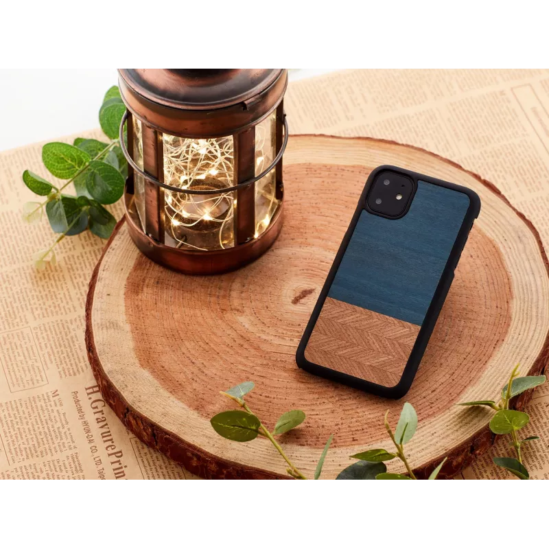 man and wood išmaniojo telefono dėklas iPhone 11 — juodo džinsinio audinio apsauginis dangtelis