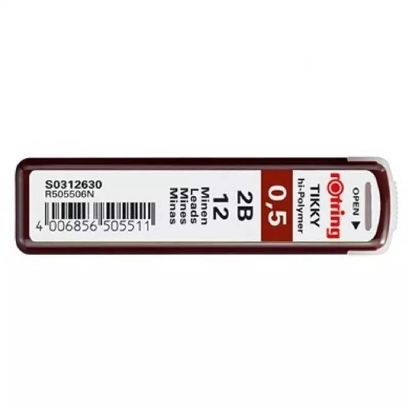Švino užpildas Rotring polimeriniai švinai 2B 0,5 mm S0312630