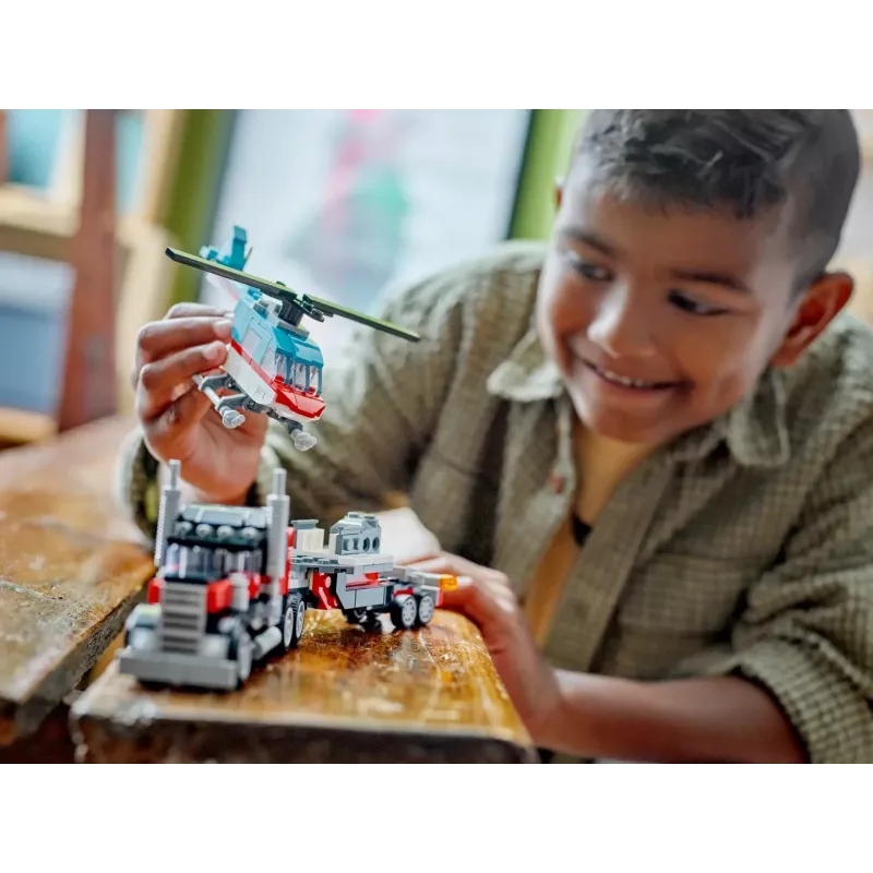 LEGO Creator 2-in-1 Flatbed Truck with Helicopter set 31146, keičiama konstrukcija vaikams