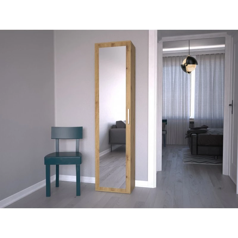 Top e Shop DUO SZAFKA ARTISAN – Ąžuolo spalvos rėmas, 2 lentynos, 1 durys, 500×350×1800 mm