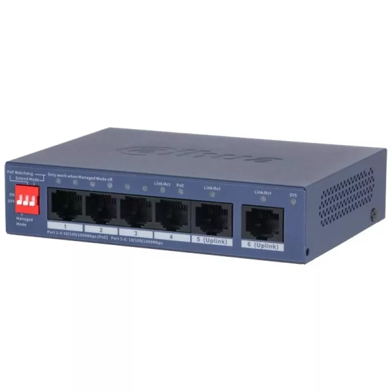 Komutatorius DAHUA CS4006-4GT-36 PoE 4 prievadų modelis CS4006-4GT-36