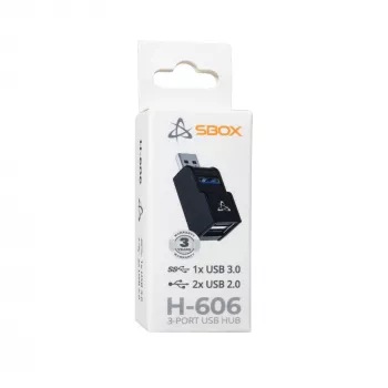 USB šakotuvas SBOX H-606 — 3 prievadų USB-A (1x USB 3.0, 2x USB 2.0)