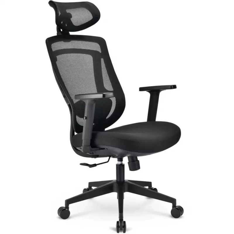 Biuro kėdė Sharkoon OfficePal C10 — juoda, ergonomiškas dizainas, reguliuojamas aukštis
