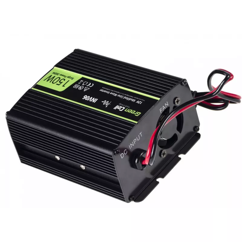 Inverterio maitinimo adapteris Green Cell INV06 12V į 230V 150W 50Hz C tipo kištukas, 85% efektyvumas, juodas