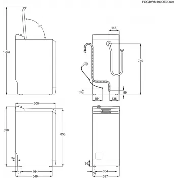 Skalbimo mašina su viršutiniu įkrovimu Electrolux EW2TN5261FP, 6 kg, 1200 aps./min., 42 L būgnas, balta