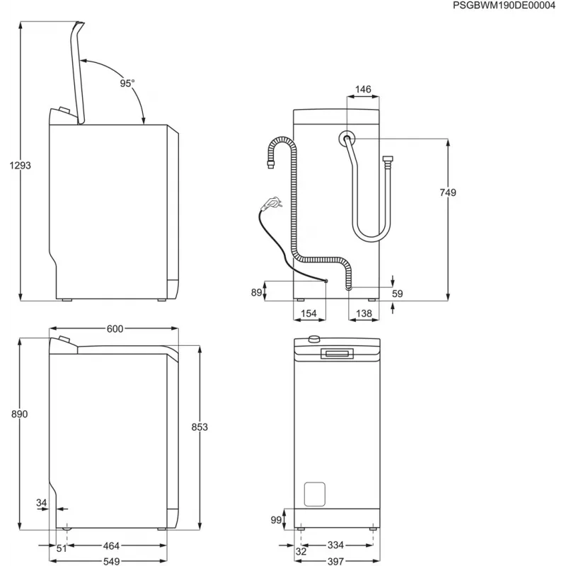 Skalbimo mašina su viršutiniu įkrovimu Electrolux EW2TN5261FP, 6 kg, 1200 aps./min., 42 L būgnas, balta