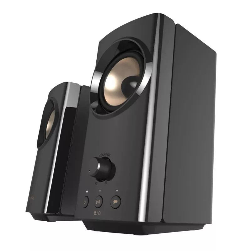 CREATIVE T60 2.0 kompaktiški Hi-Fi staliniai garsiakalbiai su aiškiu dialogu ir erdviniu garsu, Sound Blaster SmartComms rinkiniu, USB-C garso, mikrofono ir ausinių prievadais B