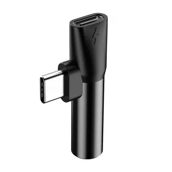 Baseus garso adapteris USB-C į 3,5 mm mini lizdą + USB-C (juodas)