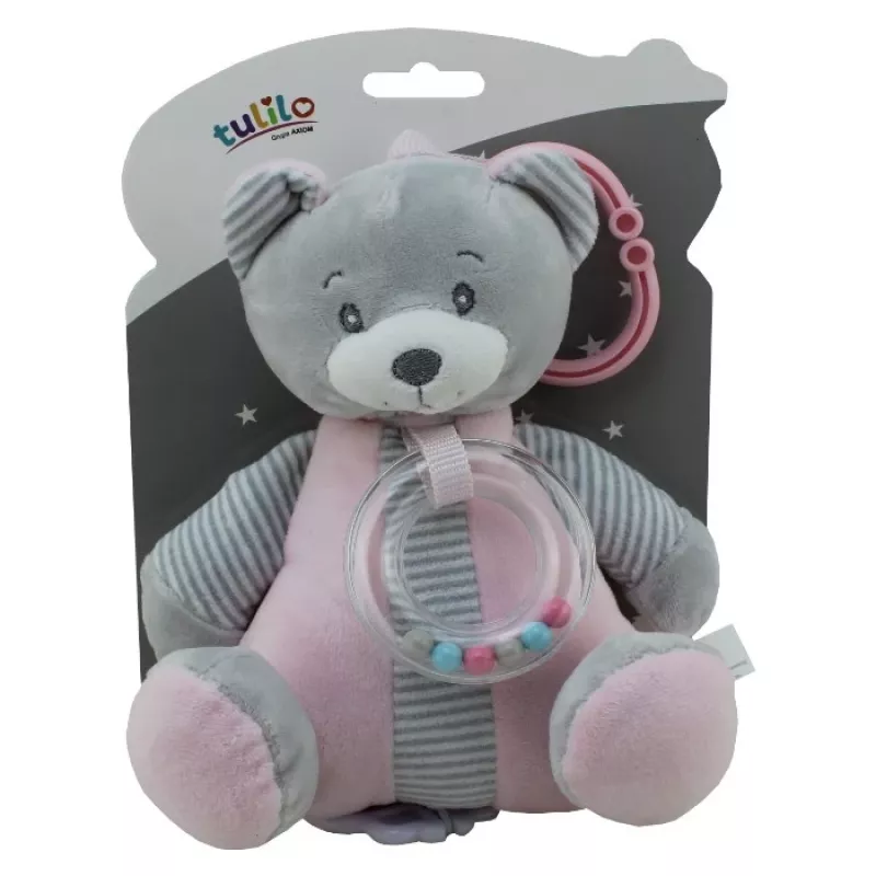 Muzikinė žaislų dėžutė TULILO 9109 Rožinis meškiukas 18 cm - prisukamas muzikinis žaislas