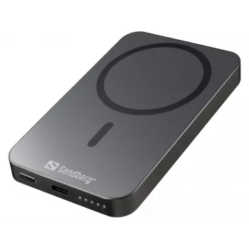 Nešiojama išorinė baterija Sandberg Mag Wireless Powerbank 5000 ALU, 5000 mAh
