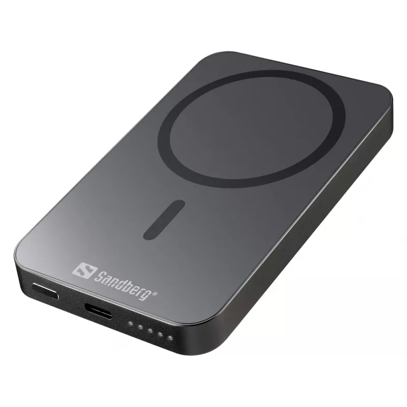 Nešiojama išorinė baterija Sandberg Mag Wireless Powerbank 5000 ALU, 5000 mAh