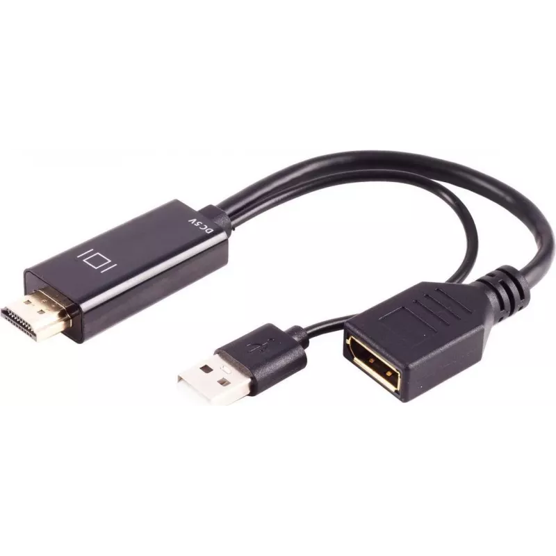 HDMI A (moteriška) į DisplayPort (vyriškas) adapteris ShiverPeaks BS10-01012 4K 60Hz 20cm