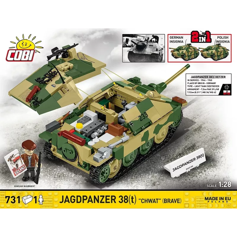 Cobi Blocks Jagdpanzer 38t Brave konstrukcinis rinkinys, 731 detalė