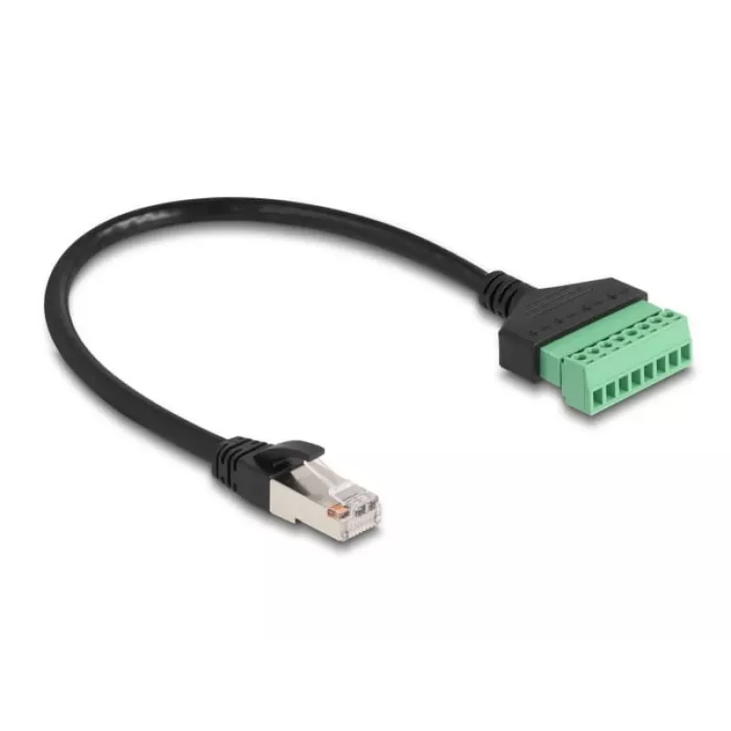 DeLOCK RJ45 kabelis Cat.6 kištukas prie gnybtų bloko adapteris 30 cm juoda žalia