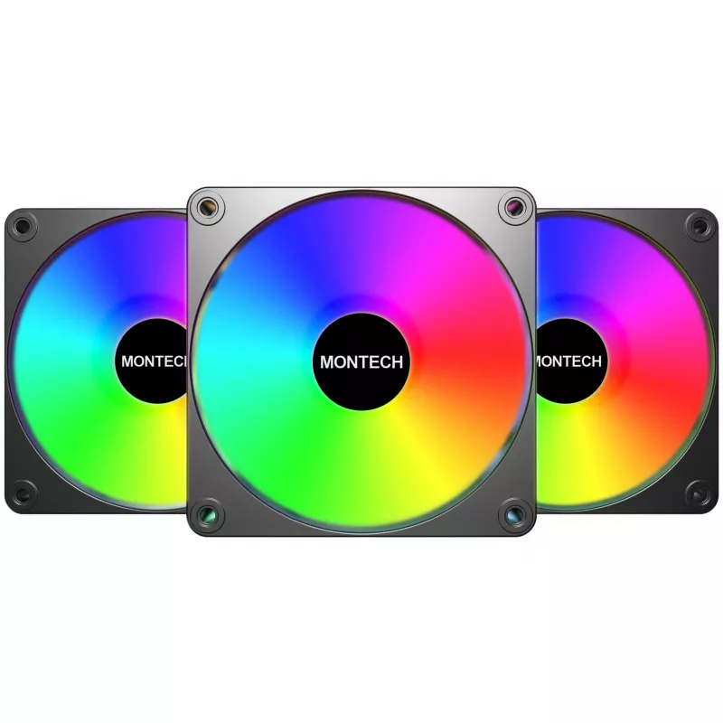 Montech GF120R V2 ARGB kompiuterio korpuso ventiliatoriaus modulis 12 cm juodas 3 vnt.