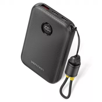 Išorinė baterija Vention FKAB0-C 10000 mAh, 2× USB-C + 1× USB-A, 22,5 W, juoda