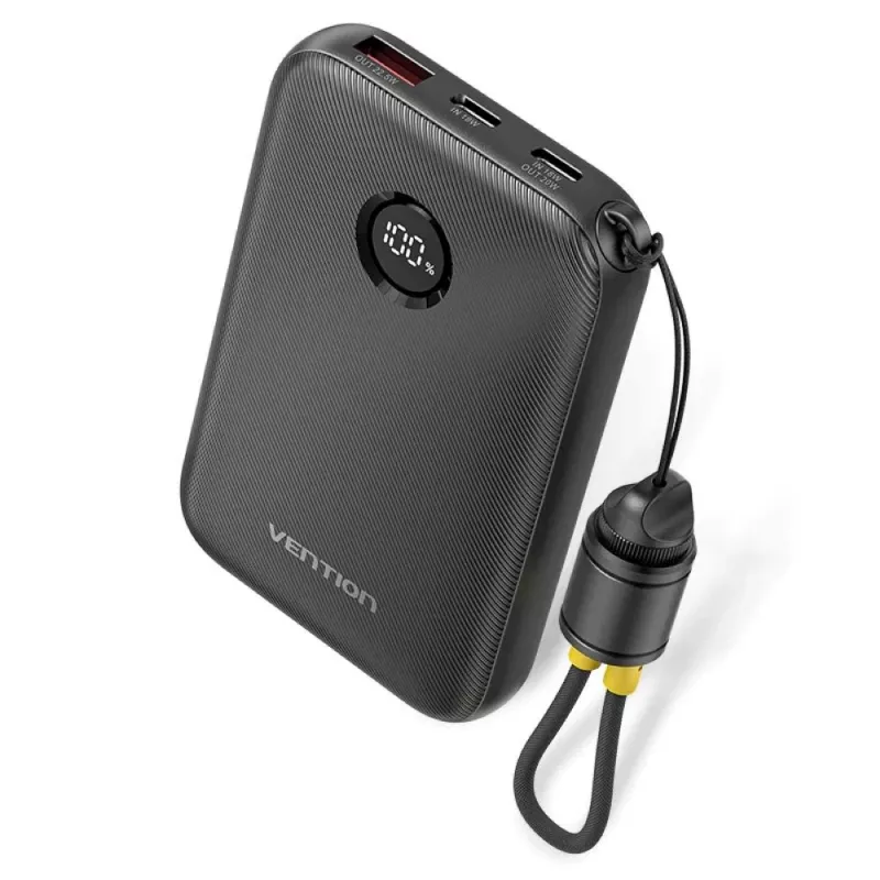 Išorinė baterija Vention FKAB0-C 10000 mAh, 2× USB-C + 1× USB-A, 22,5 W, juoda