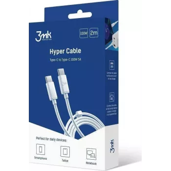 Laidas USB 3MK USB-C USB-C 2 m Baltas
