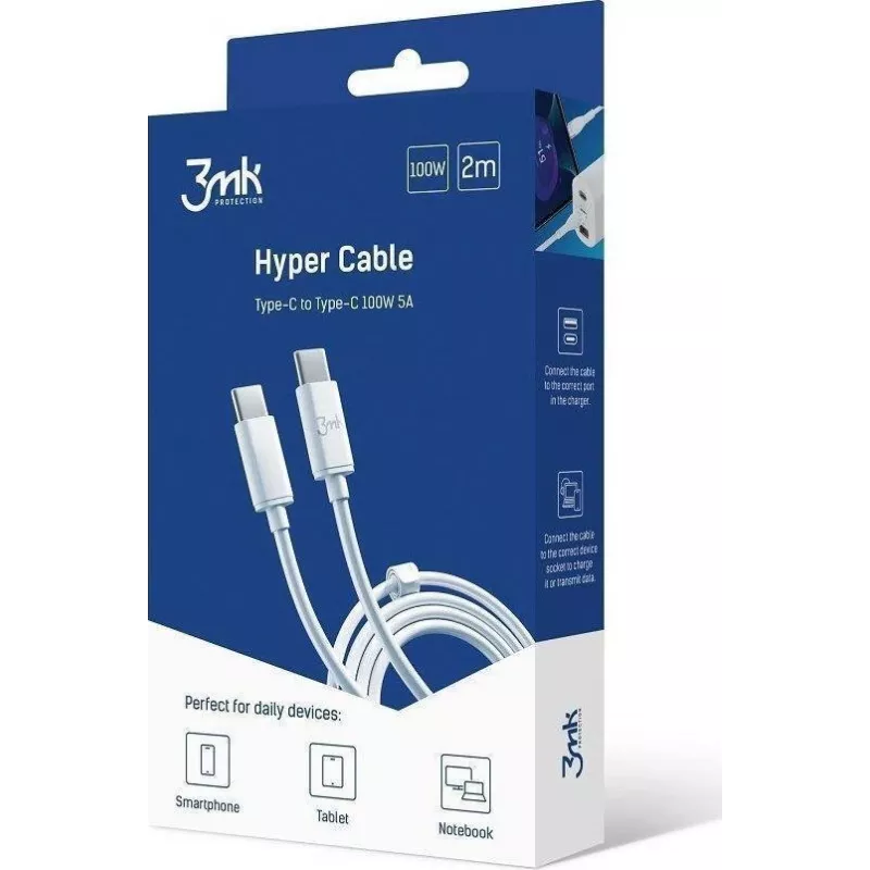Laidas USB 3MK USB-C - USB-C 2 m Baltas () (5903108464543)