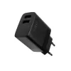 Fixed dvigubas USB kelioninis įkroviklis FIXC17N-2U-BK, 17W, nešiojamasis USB maitinimo adapteris, juodas