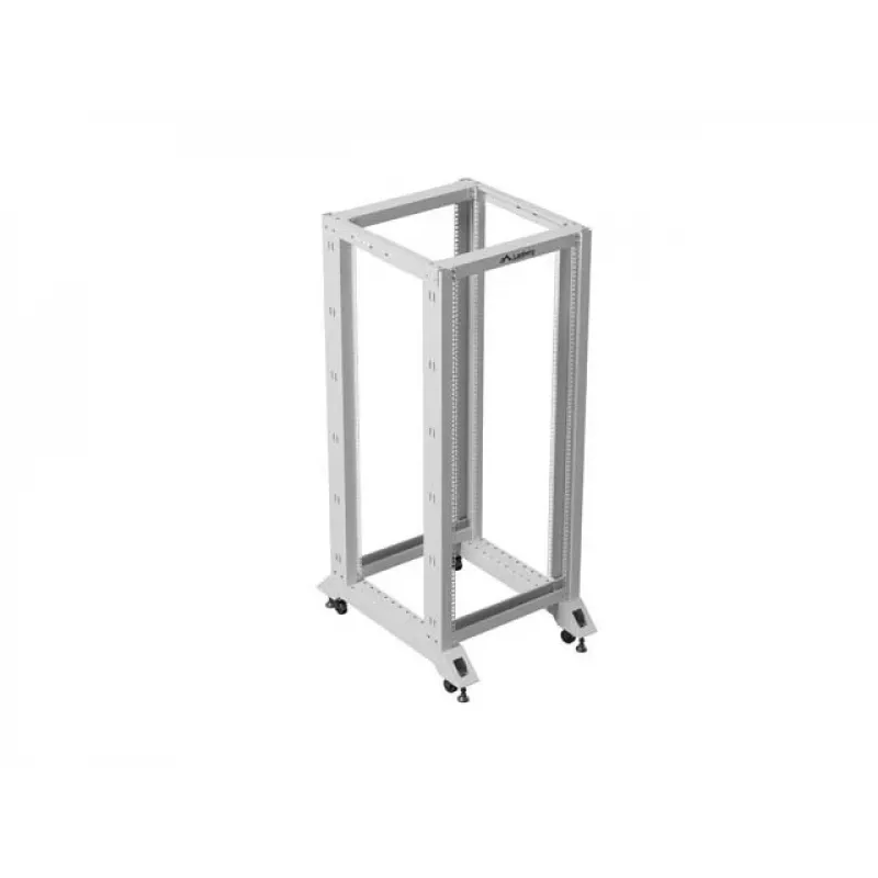 LANBERG 19 colių atviras stovas 27U 600x800 mm pilkas, 27U atviro rėmo serverių stovas