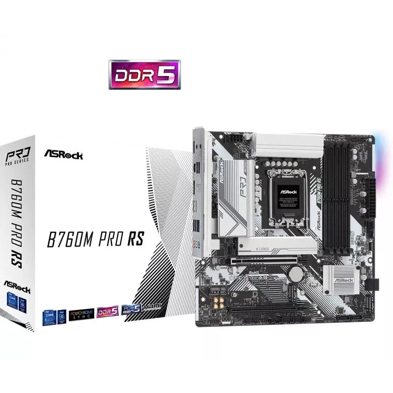 ASRock B760M Pro RS DDR5 Micro-ATX pagrindinė plokštė