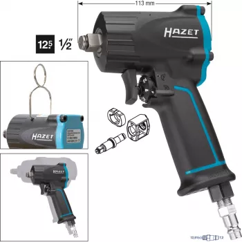 HAZET 9012M – smūginis veržliasukis – juodas – 1/2,1/4 colio – 10000 aps./min. – 1100 Nm – 610 Nm