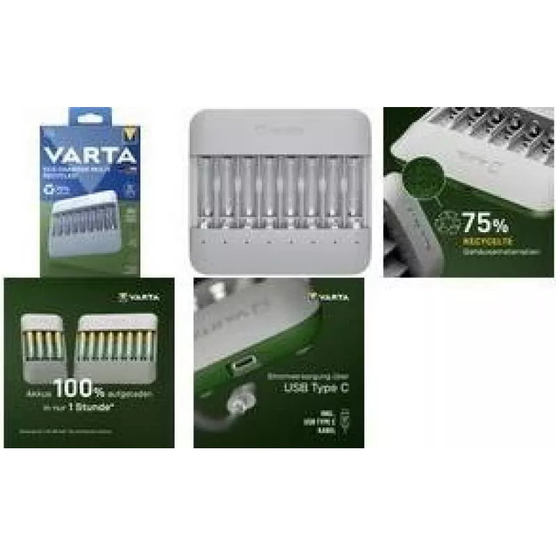 Varta Eco Charger Multi akumuliatorių įkroviklis USB NiMH pilkas