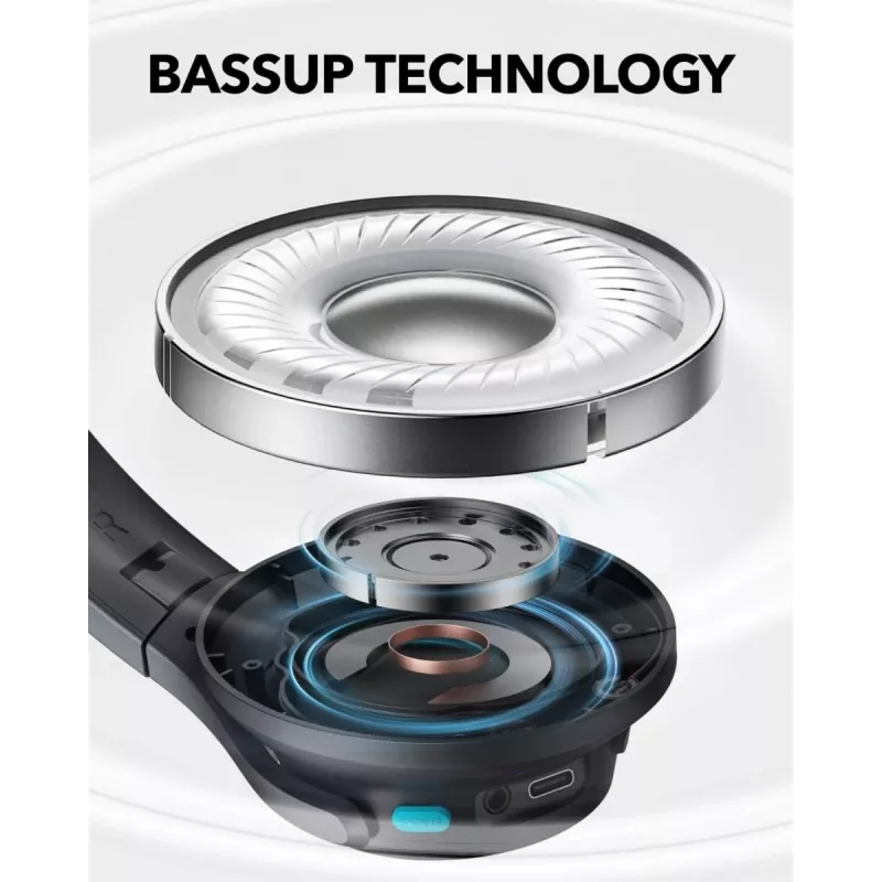 Ant ausies dedamos ausinės Anker Soundcore Q11i, Bluetooth 5.0, iki 20 val. baterija, įmontuotas mikrofonas, tamsiai pilkos