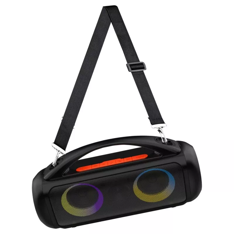 Nešiojamas garsiakalbis MEDIA-TECH MT3184 — Bluetooth 5.3, 60W RMS, IPX5, Li-Ion baterija 16h, USB-C įkrovimas, MicroSD, TWS, mikrofonas, nuotolinio valdymo pultelis