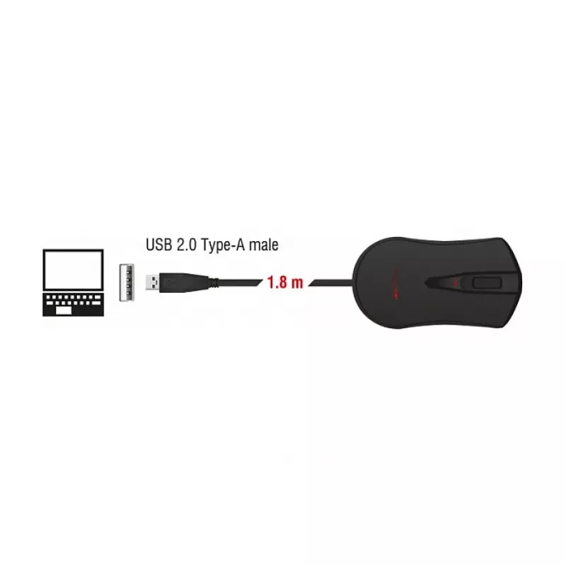 Žaidimų pelė DeLOCK 12531 abiem rankoms tinkama USB Type-A optinė 4800 DPI