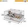 Narvelis FERPLAST Modular 2 triušiams ir jūrų kiaulytėms 109x72x56 cm, metalinis, pilkas, strypų tarpai 23 mm