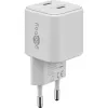 USB-C dvigubas greitasis įkroviklis Nano, PD, GaN, 35 W (baltas, 2x USB-C, Power Delivery 3.0)