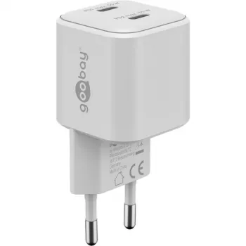 USB-C dvigubas greitasis įkroviklis Nano, PD, GaN, 35 W (baltas, 2x USB-C, Power Delivery 3.0)