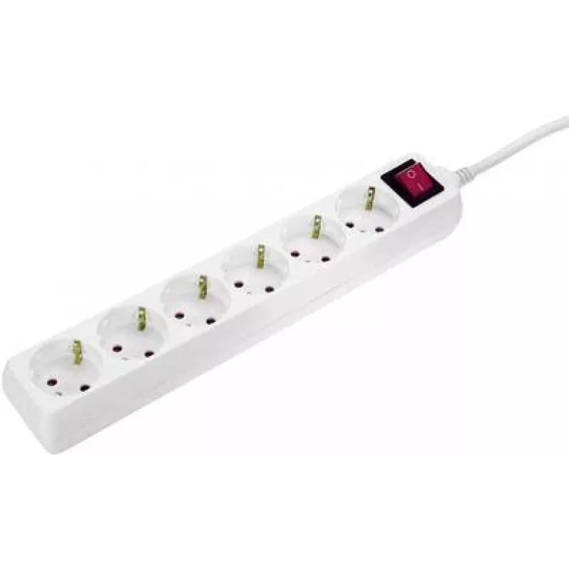 Maitinimo lizdų juosta AS Schwabe Multipower Strip 11671 — balta, Schuko lizdai su pagrindiniu jungikliu