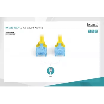 Patch Cord Digitus CAT 5e U/UTP DK-1512-050/Y 5 m geltonas