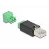 DeLOCK 66607 laido jungčių adapteris RJ45 3 kontaktų gnybtų blokas Juoda Žalia