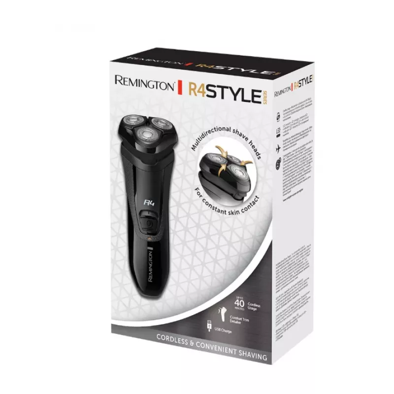Rotacinis barzdaskutė Remington R3600 juoda, maitinamas baterijomis, 40 min.
