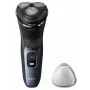Elektrinė rotacinė skutimosi mašinėlė Philips 3000 Series S3144/00 — 3 galvučių, drėgnam ir sausam skutimuisi, ličio jonų baterija, belaidė, įmontuotas trimeris, juoda / mėlyna