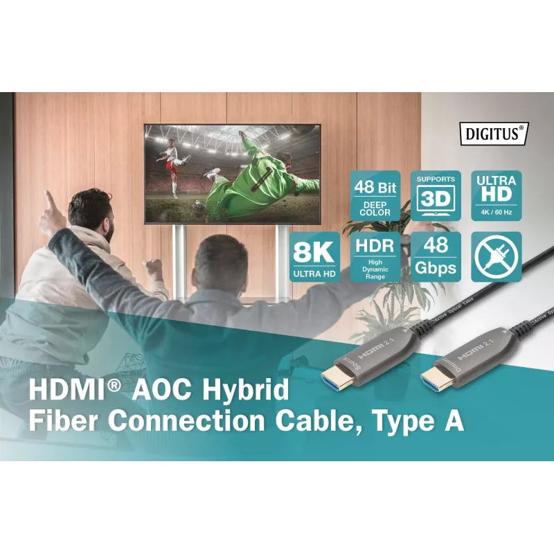 HDMI AOC hibridinis šviesolaidinis kabelis Digitus AK-330126-300-S