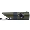 Daugiafunkcis išgyvenimo švilpukas Mil-Tec SP.22073 — 6 viename alyvuogių spalvos, kompasas, termometras, veidrodis, didinamasis stiklas, šviesa, 100×35×30 mm