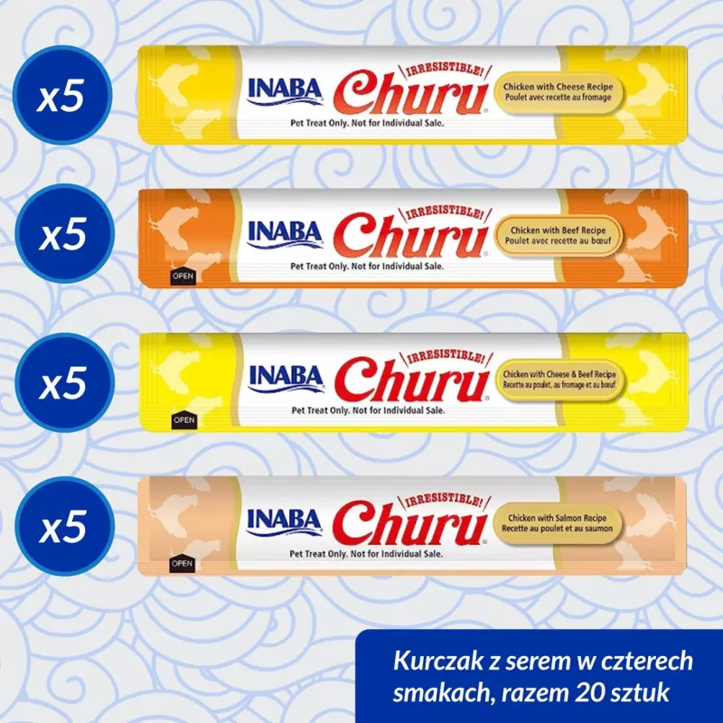 Kačių skanėstai INABA Churu Variety Box — Vištiena ir jautiena, 20 x 14 g tūbelės