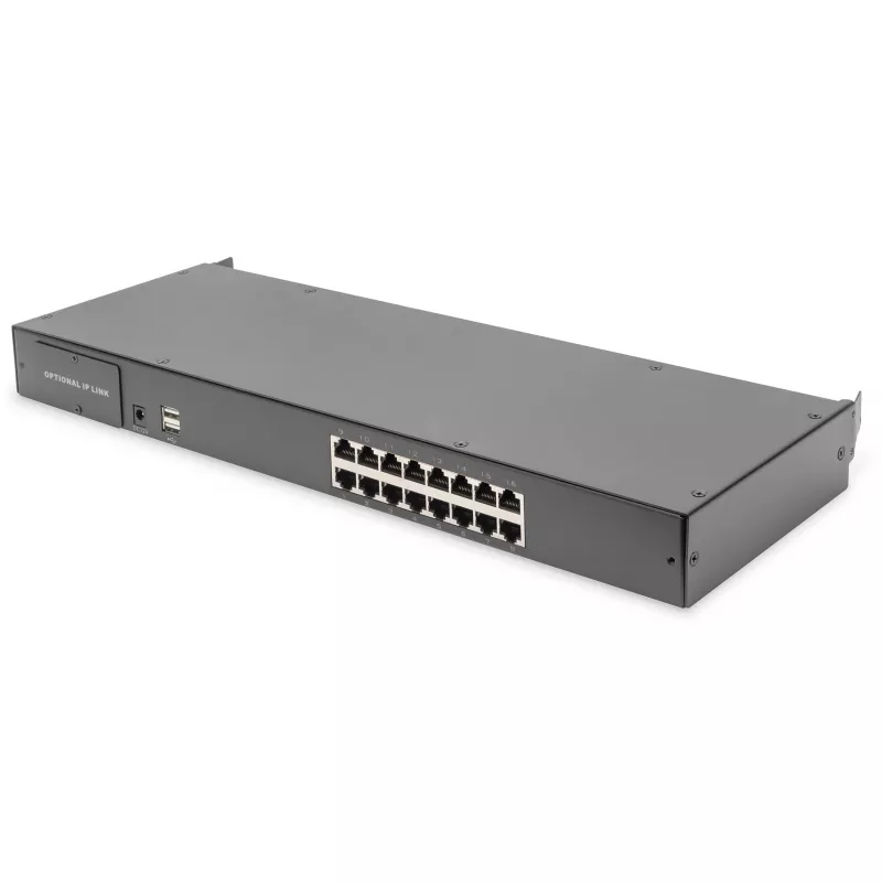 Digitus 19 colių HD LCD KVM konsolė 16 prievadų Cat 5 US klaviatūra