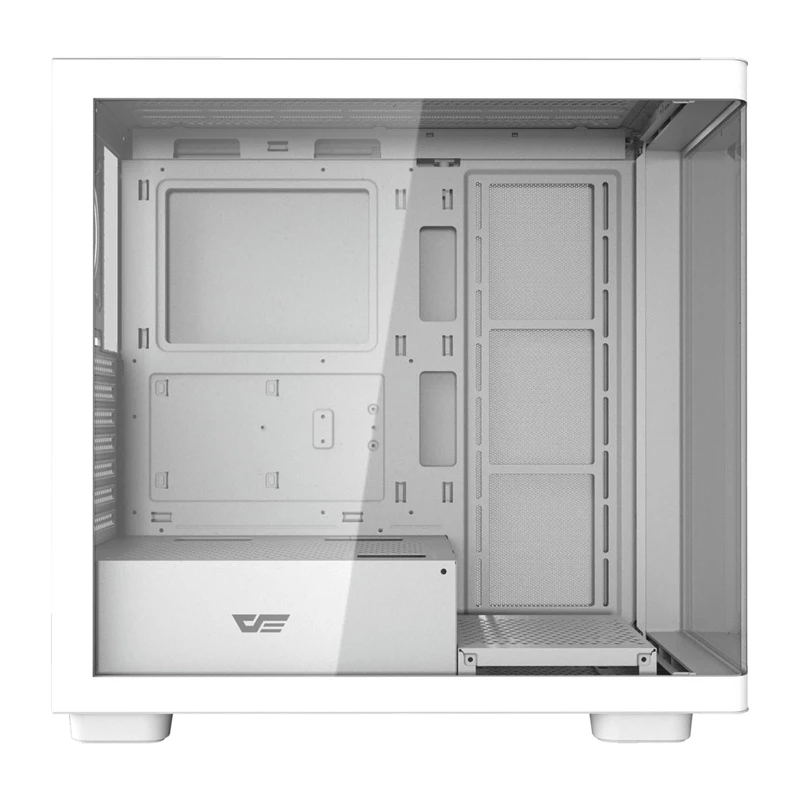 Kompiuterio korpusas DarkFlash DS900G White — vidutinio bokšto, grūdintas stiklas, be ventiliatorių
