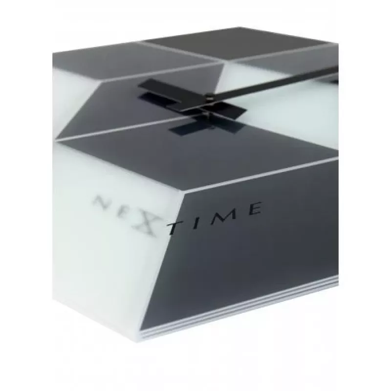 NeXtime klok 8171 Cubic, 43.5x37 cm, sieninis, juoda / balta / pilka