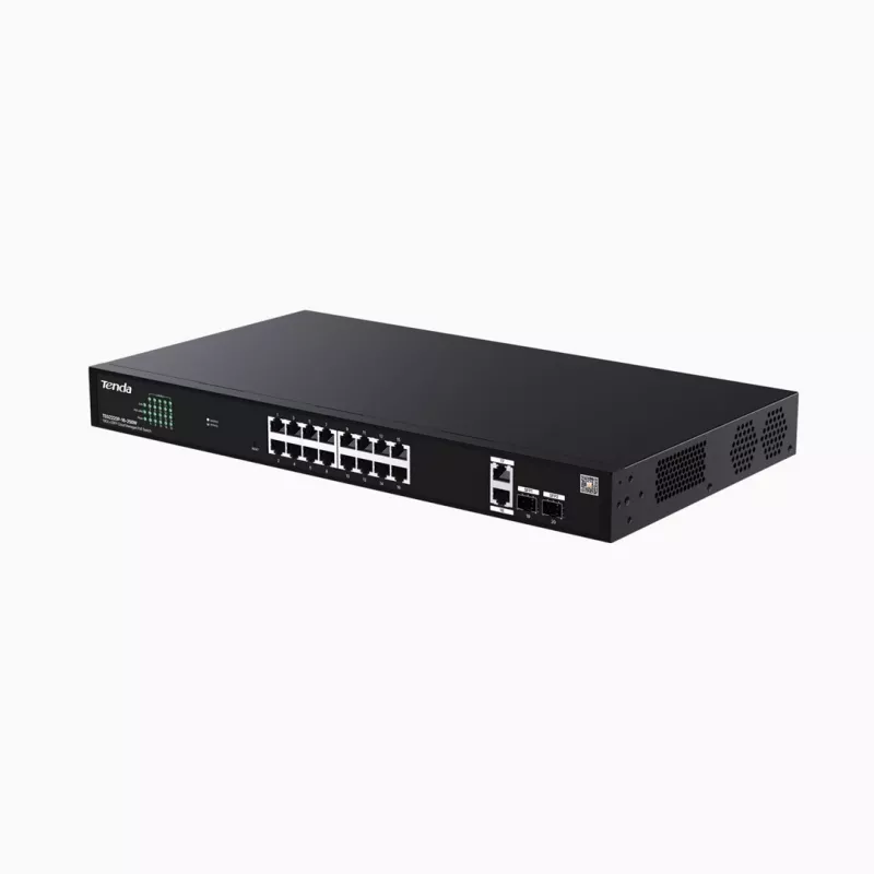 Switch TENDA TEG2220P-16-250W — Gigabitinis Websmart L2 debesies PoE+ 16×1Gb/s, 230 W