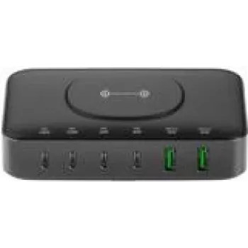 4smarts įkrovimo dokas - 7 viename - 100 vatų - 5 A - PD/PPS, PD 3.0, QC 3.0, HiSilicon greitasis įkrovimas, AFC - 6 išvesties prievadai (24 kontaktų USB-C, USB)